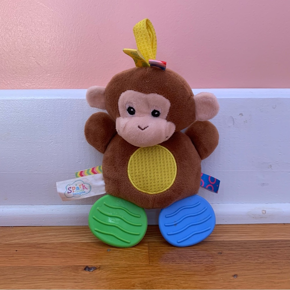 Spark Create Imagine Stuffed Animal Monkey Toy Rattle Belly Crinkle Ears Texture